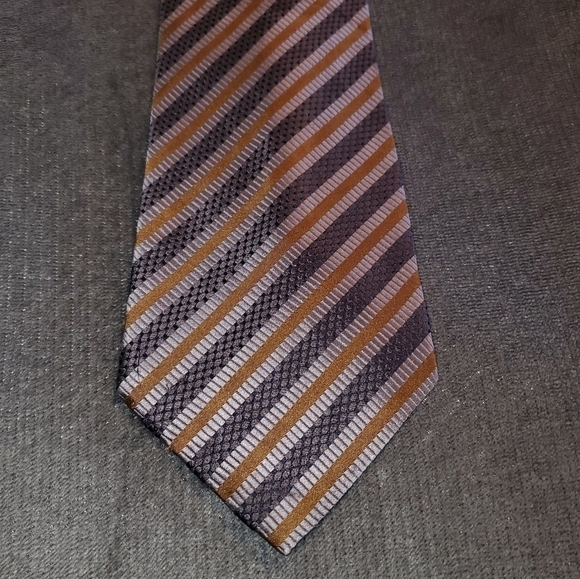 Yellow & silver striped tie NEW - Picture 2 of 7